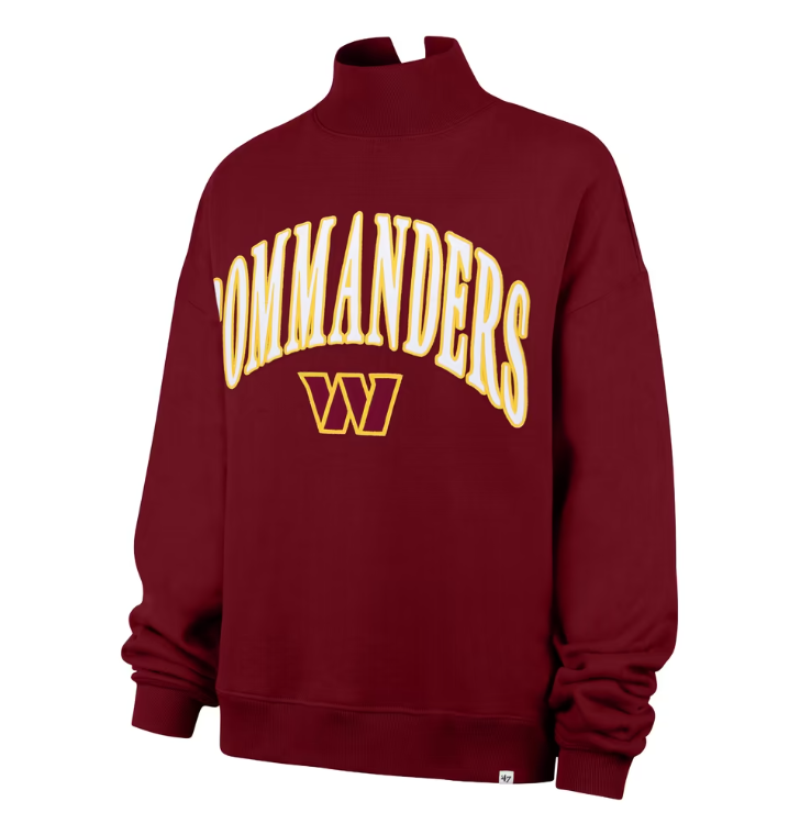 Washington Commanders '47 Women's Vantage Mock Neck Pullover Sweatshirt- Burgandy