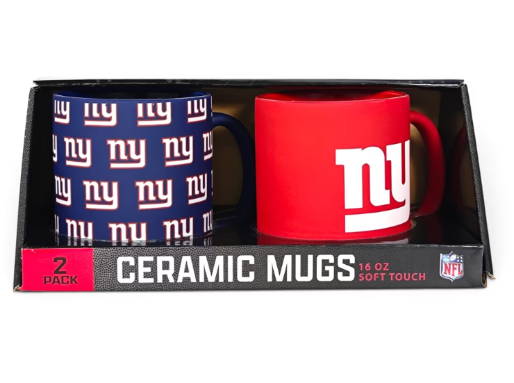 New York Giants Pegasus Two-Piece 16oz. Home & Away Soft Touch Ceramic Mug Set