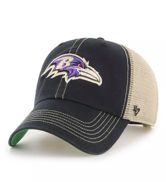 Baltimore Ravens'47 Black Trawler Trucker Mesh  Clean Up Hat