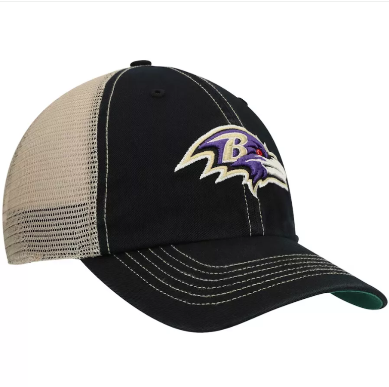 Baltimore Ravens'47 Black Trawler Trucker Mesh  Clean Up Hat