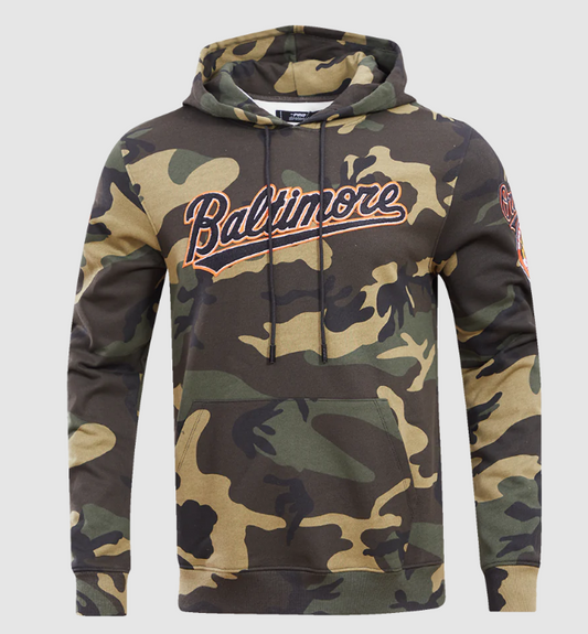 Baltimore Orioles Pro Standard Logo Pro Team Olive Camo Hoodie