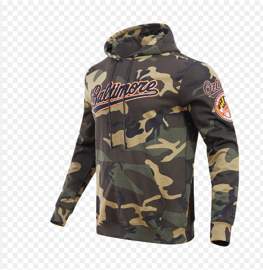 Baltimore Orioles Pro Standard Logo Pro Team Olive Camo Hoodie