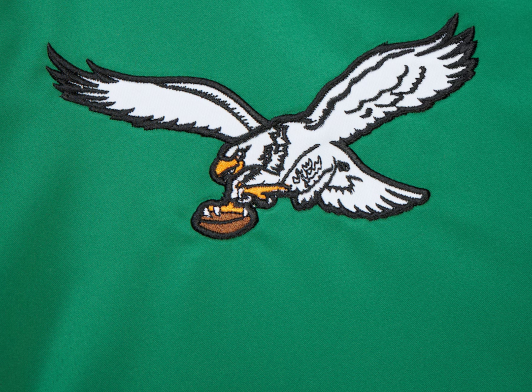 Philadelphia Eagle Mitchell & Ness Heavyweight Prime Time Kelly Green Satin Jacket
