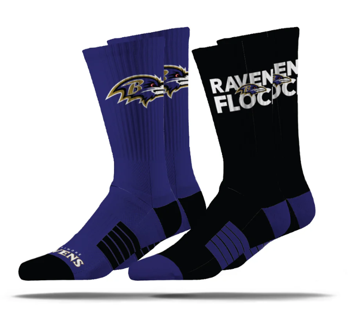 Baltimore Ravens Strideline Premier Knit Crew 2 Pack Socks