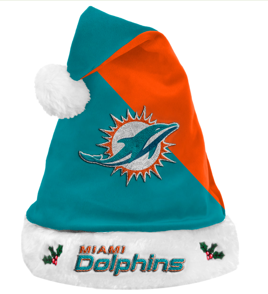 Miami Dolphins FOCO Color Block Santa Hat