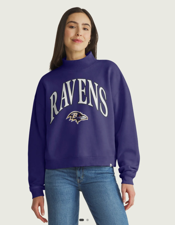 Baltimore Ravens '47 Women's Vantage Mock Neck Pullover Sweatshirt- Purple