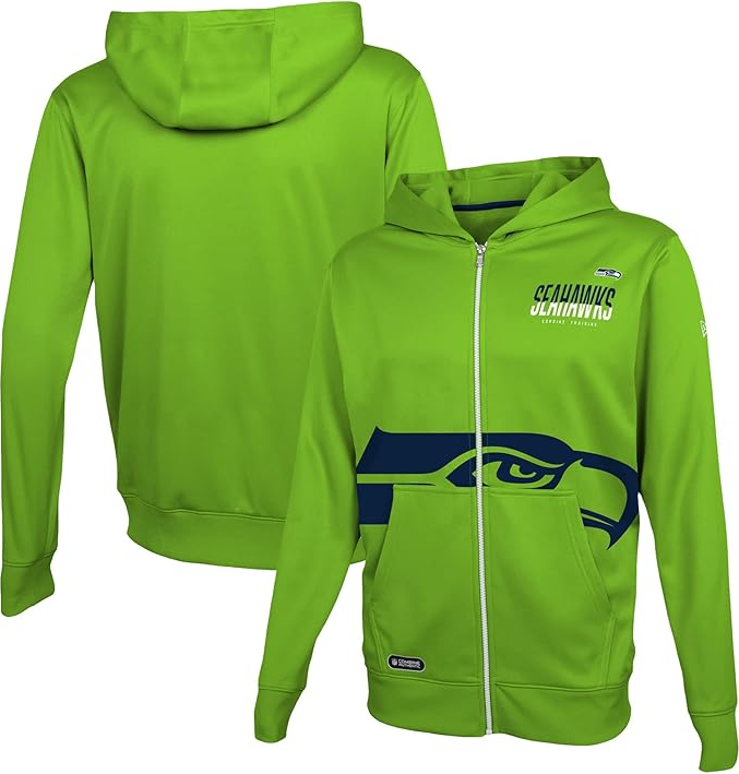 Seattle Seahawks New Era Drill Full Zip Hoodie - Green
