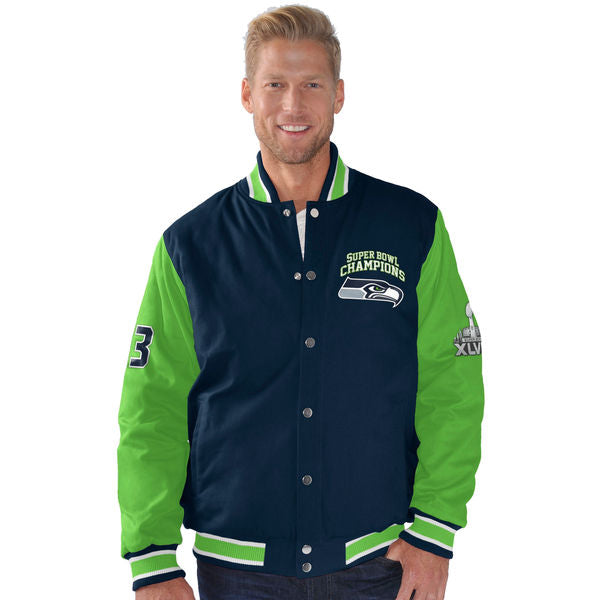 Seattle Seahawks Field Goal Commemorative Mens Jacket - Navy