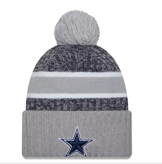 Dallas Cowboys New Era 2023 Sideline Sport Knit Hat - Light Gray