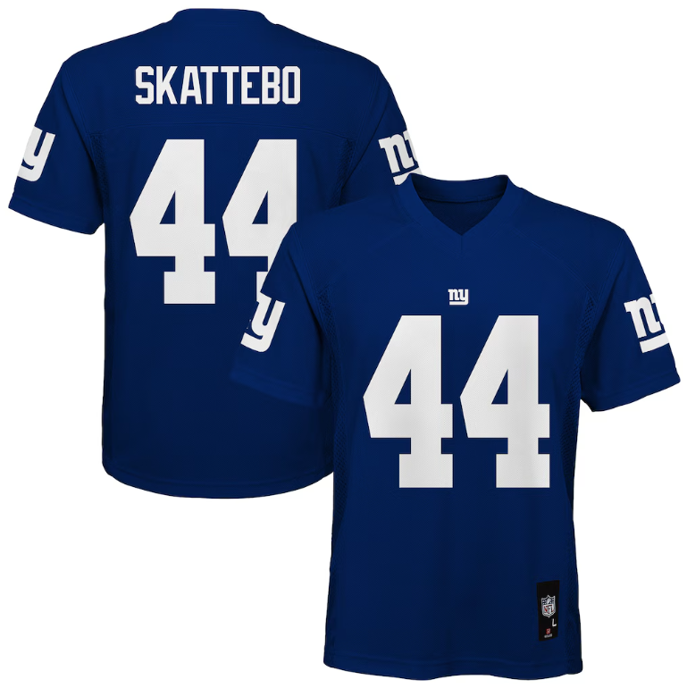 New York Giants Outerstuff #44 Cam Skattebo Youth Mid Tier Blue Jersey