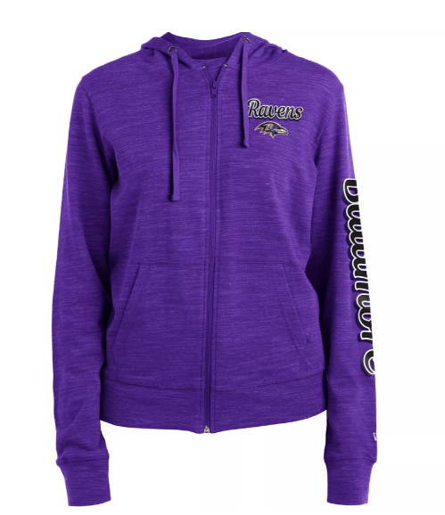 Baltimore Ravens New Era Women's Space Dye Lightweight Fulls Zip Sweatshirt