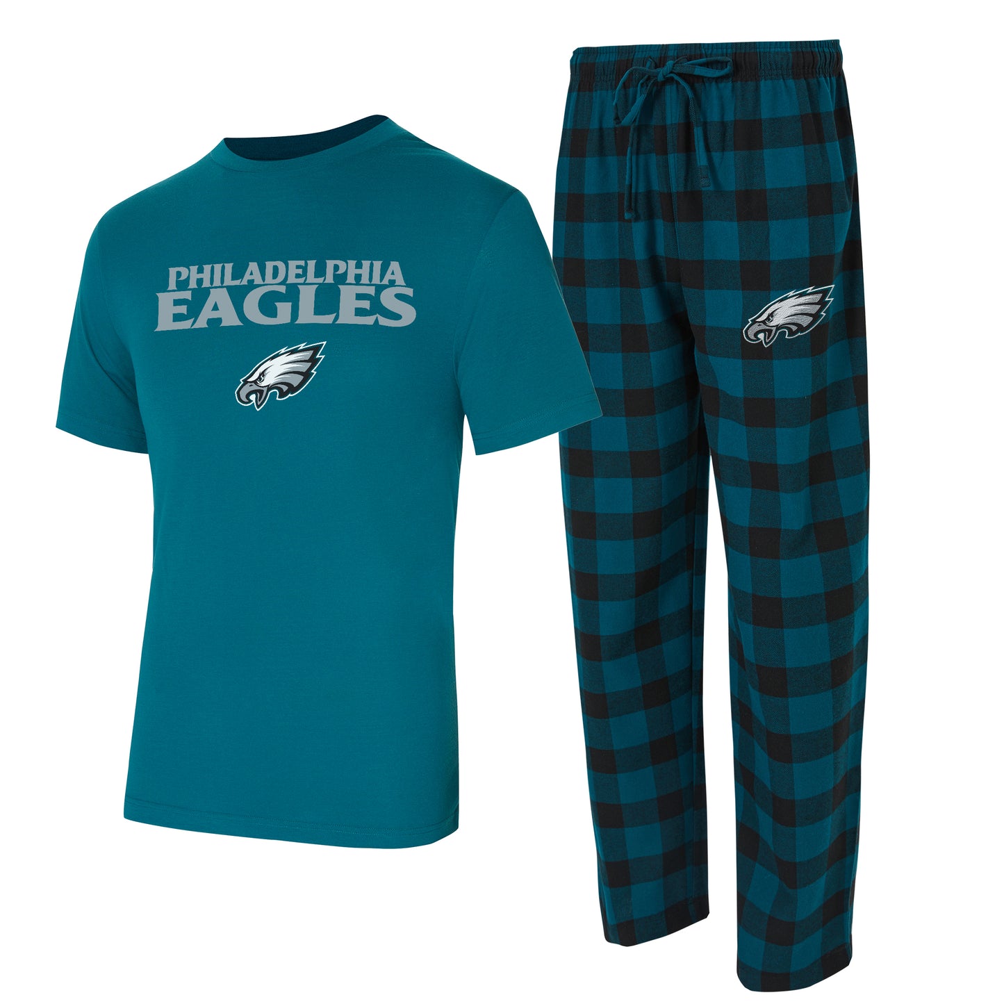 Philadelphia Eagles Concepts Sport Avondale T-Shirt & Flannel Pants Set -Green/Black