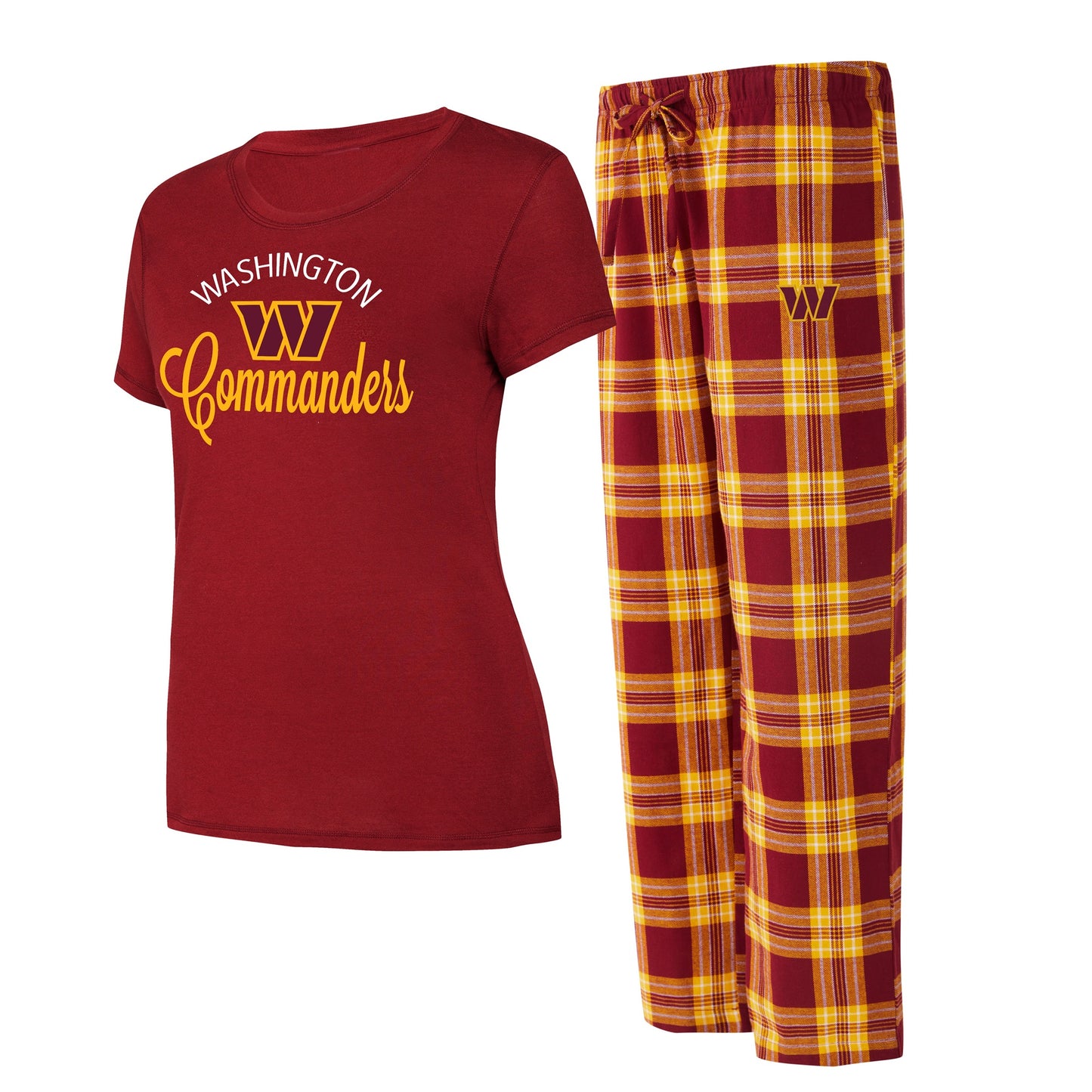Washington Commanders Concepts Sport Caden Women's T-Shirt & Flannel Pants Set -Burgundy/Gold