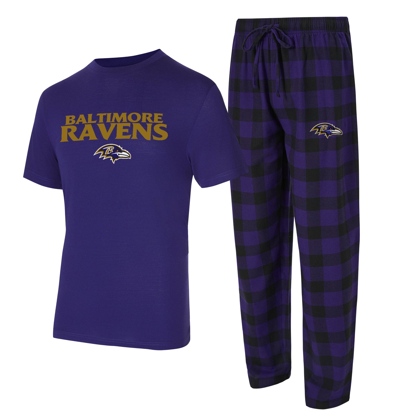 Baltimore Ravens Concepts Sport Avondale T-Shirt & Flannel Pants Set - Purple/Black
