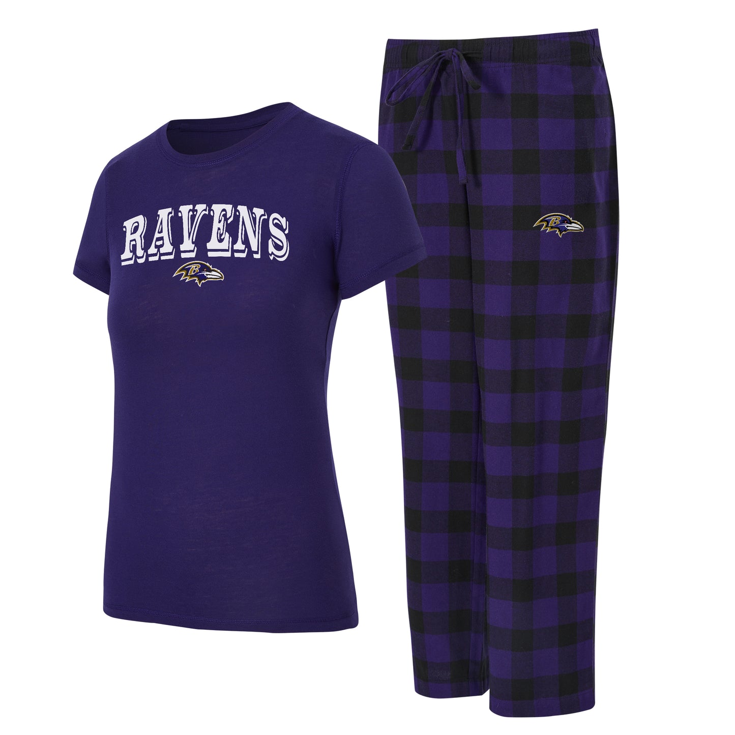 Baltimore Ravens Concepts Sport Avondale Women's T-Shirt & Flannel Pants Set - Purple/Black