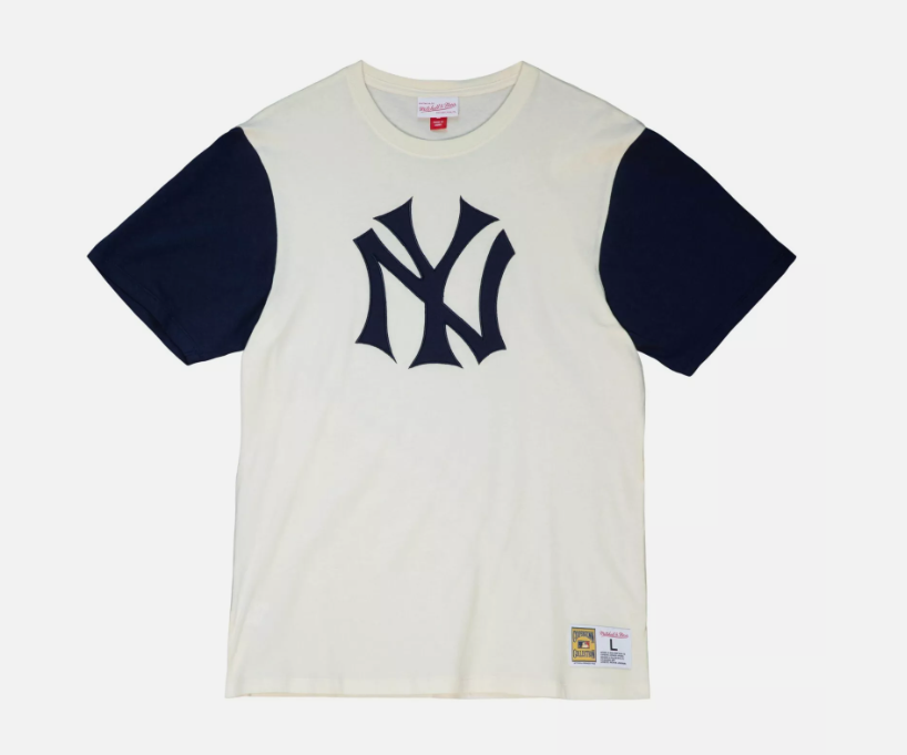 New York Yankees Mitchell & Ness Color Block T-Shirt - Cream