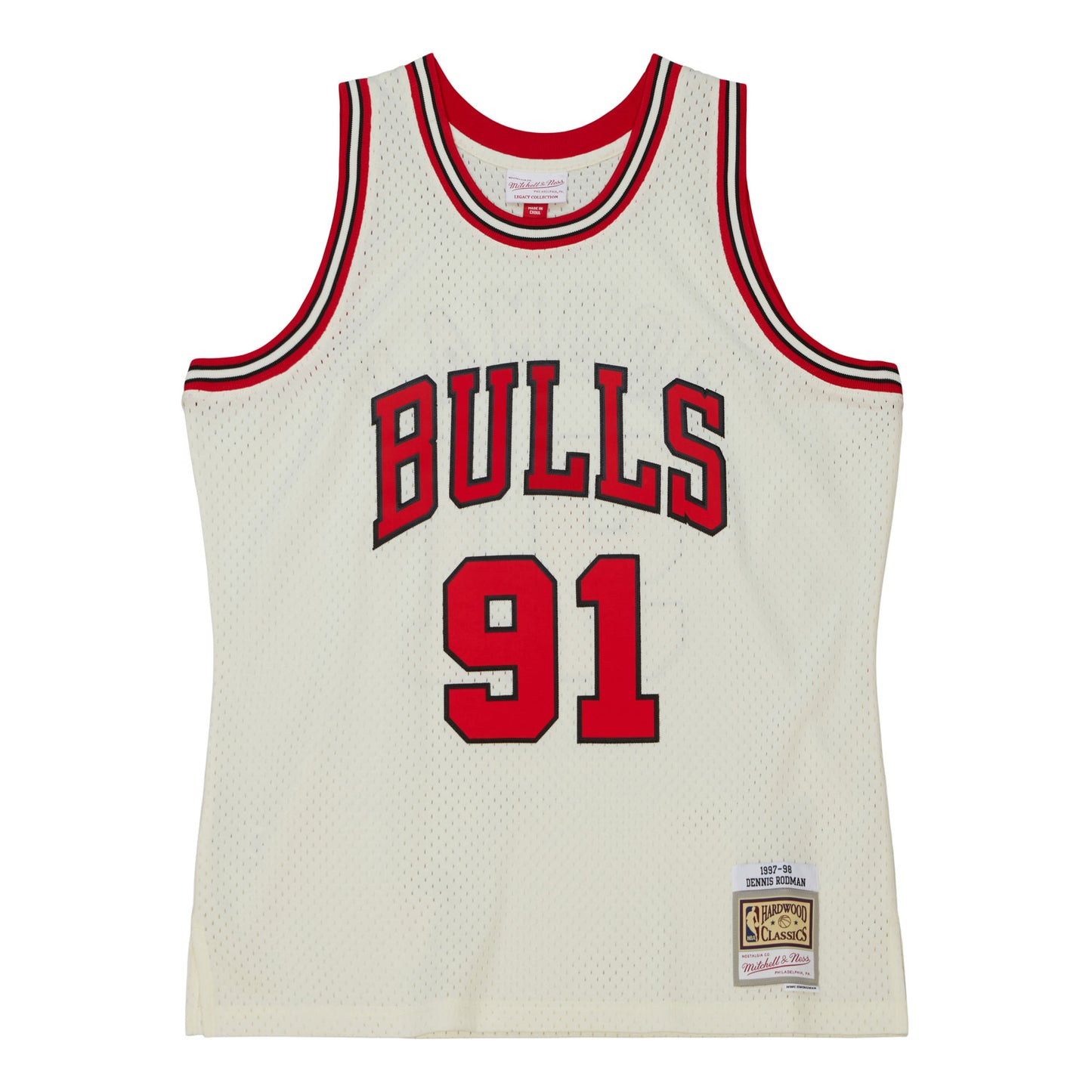 Chicago Bulls Mitchell & Ness #91 Dennis Rodman Cream Hardwood Classic '97-'98 Swingman Jersey