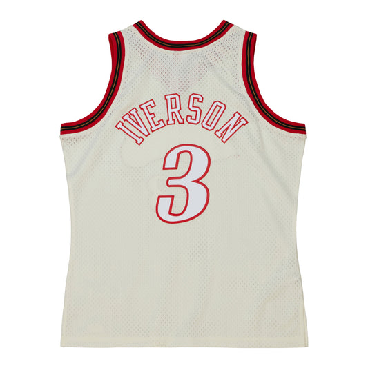 Philadelphia 76ers Mitchell & Ness #3 Allen Iverson Cream 1997-98 Hardwood Classics Swingman Jersey