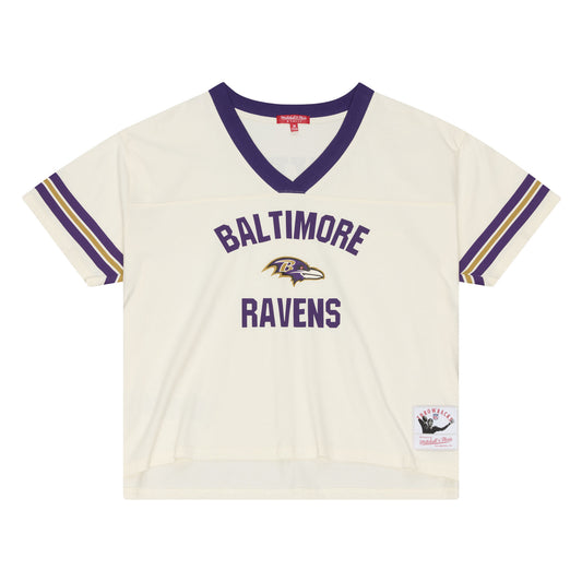 Baltimore Ravens Women's Cream Retro Roots Cropped Boxy Yoke T-Shirt