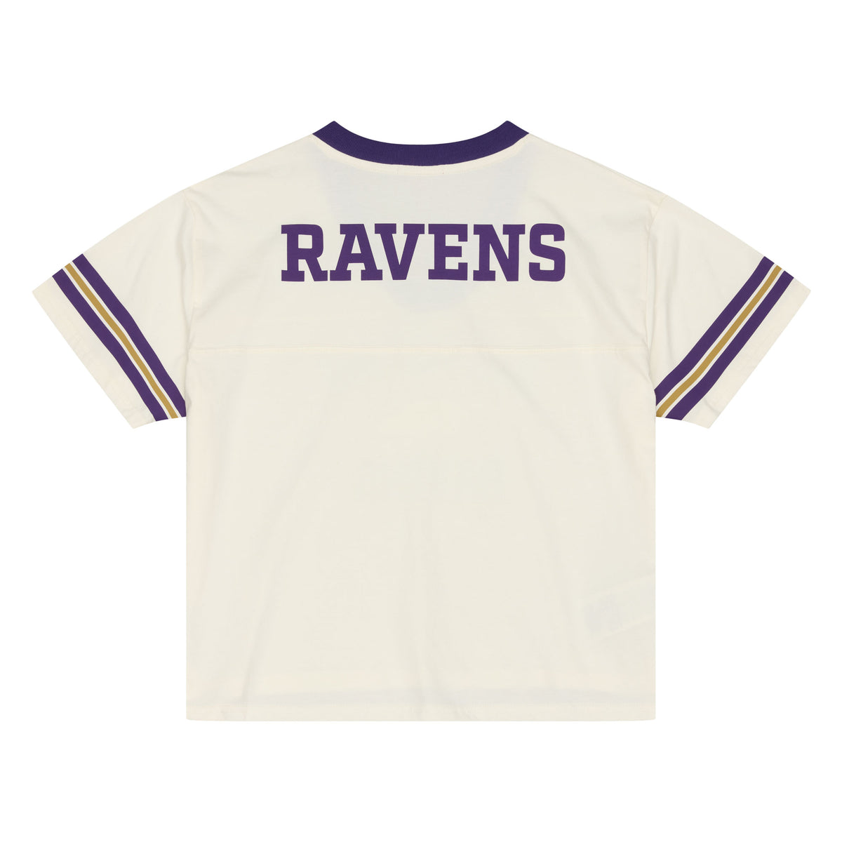 Baltimore Ravens Women's Cream Retro Roots Cropped Boxy Yoke T-Shirt