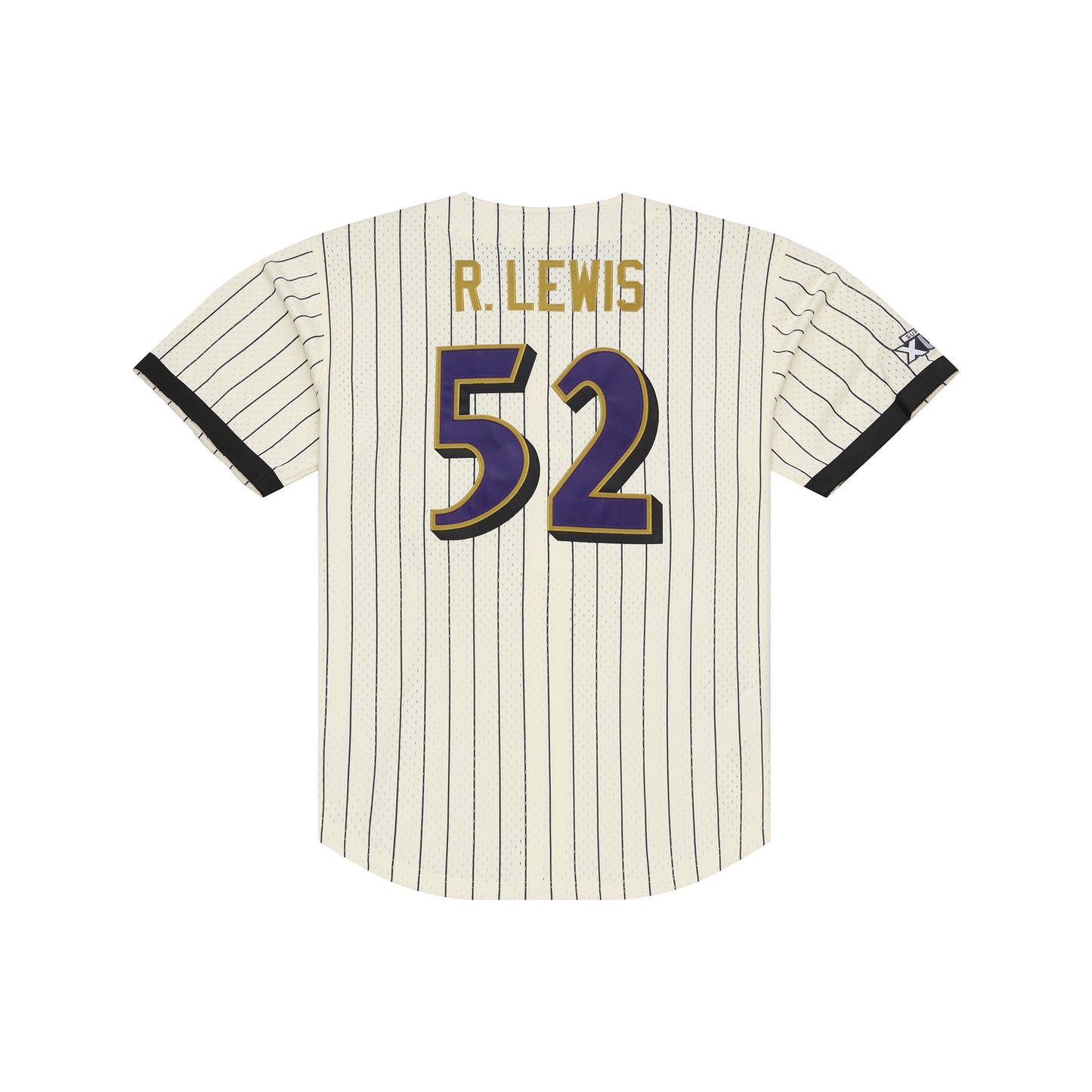 Baltimore Ravens Mitchell & Ness #52 Ray Lewis Mesh Full-Button Fashion Jersey- Cream