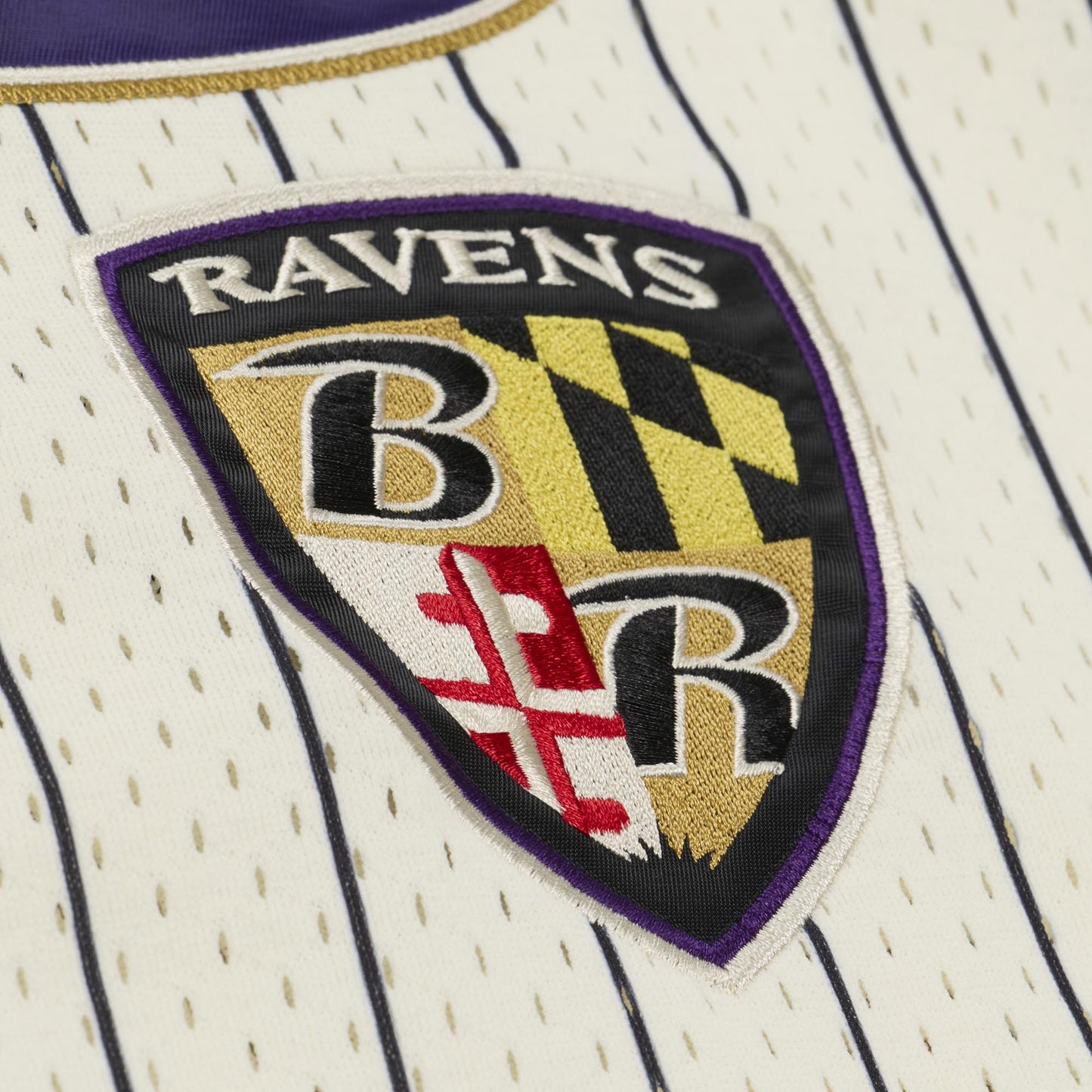 Baltimore Ravens Mitchell & Ness #52 Ray Lewis Mesh Full-Button Fashion Jersey- Cream