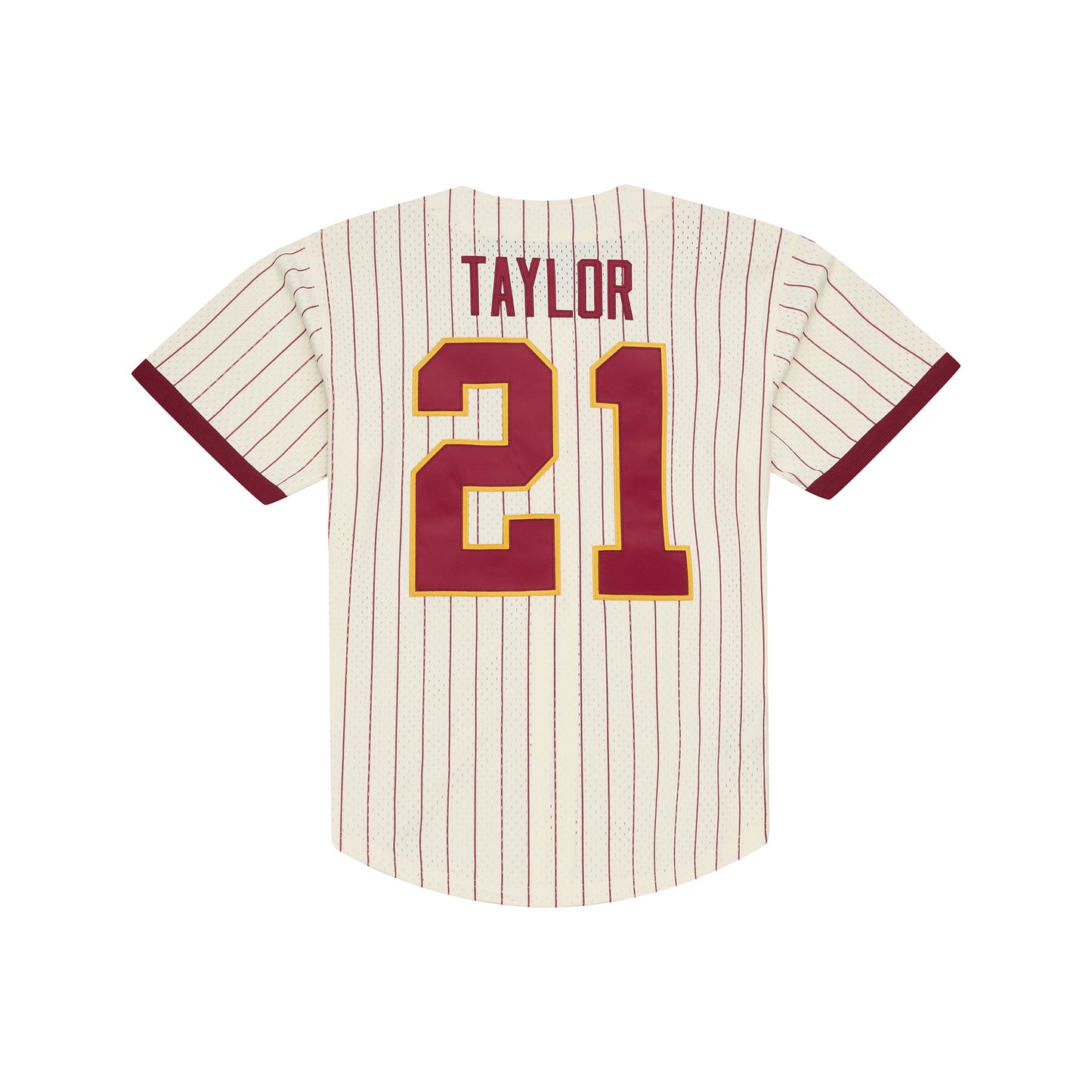 Washington Redskins Mitchell & Ness #21 Sean Taylor Mesh Full-Button Fashion Jersey- Cream