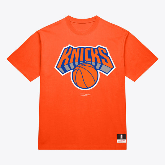New York Knicks Mitchell & Ness Team Wordmark T-Shirt- Orange