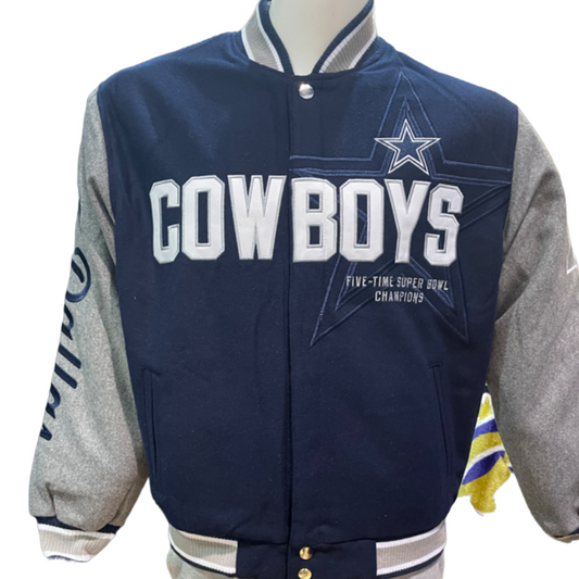 Dallas Cowboys JH Desgin 5 Time Commemorative Reversible Wool Nylon Men's Jacket
