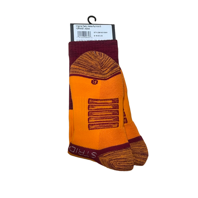 Virginia Tech Strideline Hokie Logo Crew Socks- Orange