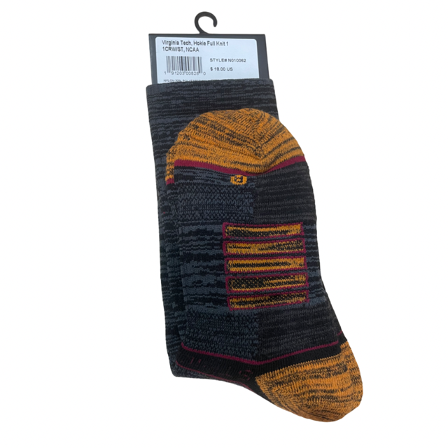 Virginia Tech Strideline Hokie Logo Crew Socks- Gray