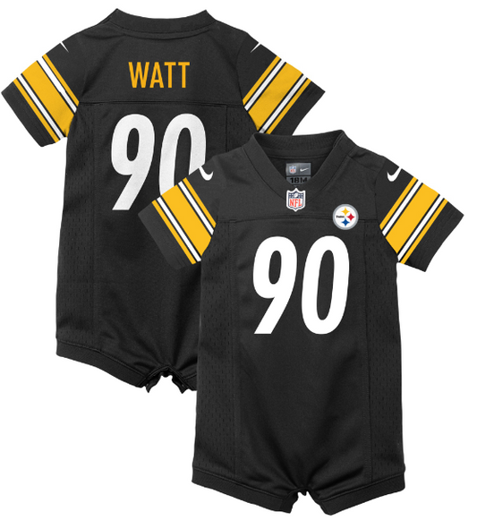 Pittsburgh Steelers Nike # 90 T.J Watt Infant Jersey Romper - Black