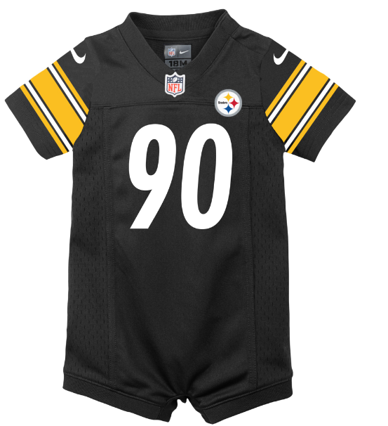 Pittsburgh Steelers Nike # 90 T.J Watt Infant Jersey Romper - Black