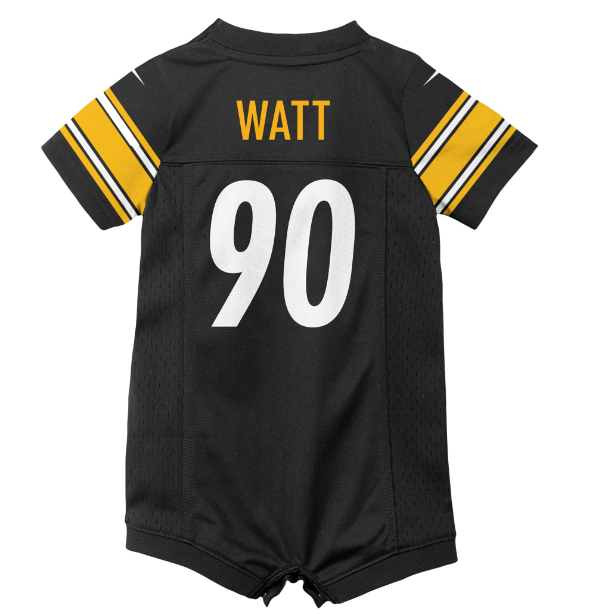 Pittsburgh Steelers Nike # 90 T.J Watt Infant Jersey Romper - Black