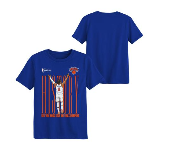 New York Knicks Outerstuff Youth Jalen Brunson 2026 NBA Finals Champions History T-Shirt