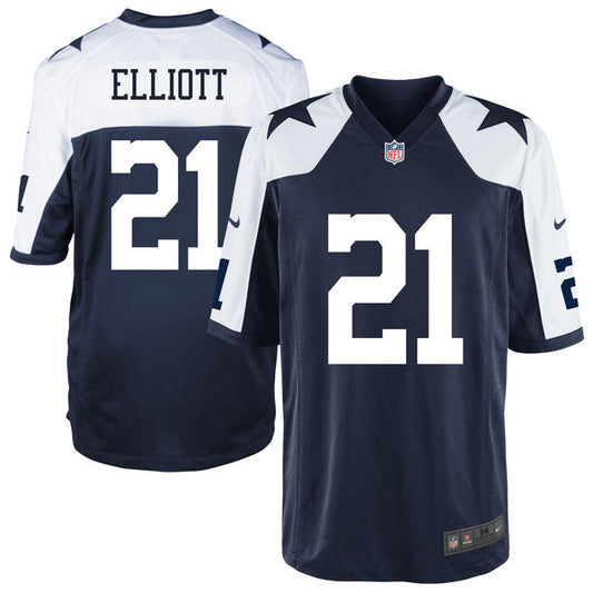 Ezekiel Elliott #21 Dallas Cowboys Nike Youth Throwback Game Jersey -Blue/White