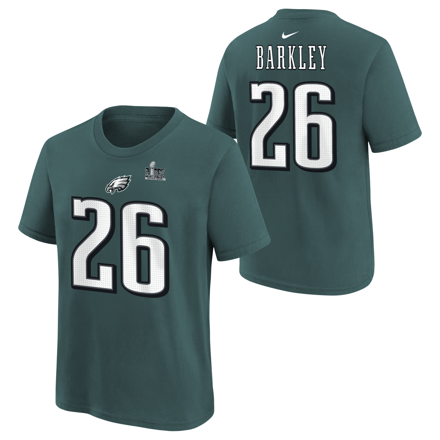 Philadelphia Eagles Nike #26  Saquon Barkley Youth Super Bowl LIX Play T-Shirt Green