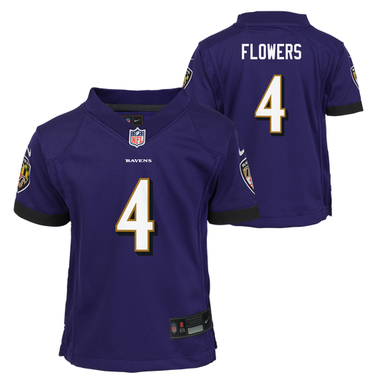 Baltimore Ravens Nike #4 Zay Flowers Toddler Nike Game Jersey- Purple