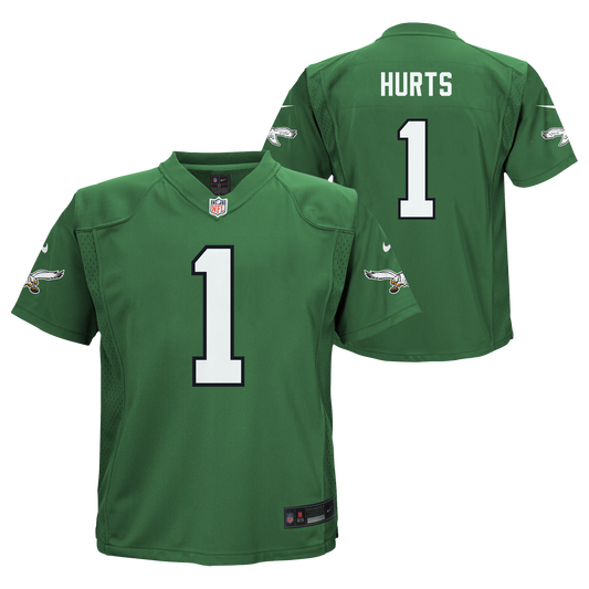 Philadelphia Eagles #1 Jalen Hurts Pre-School KIDS Nike Game Throwback Jersey-Kelly Green