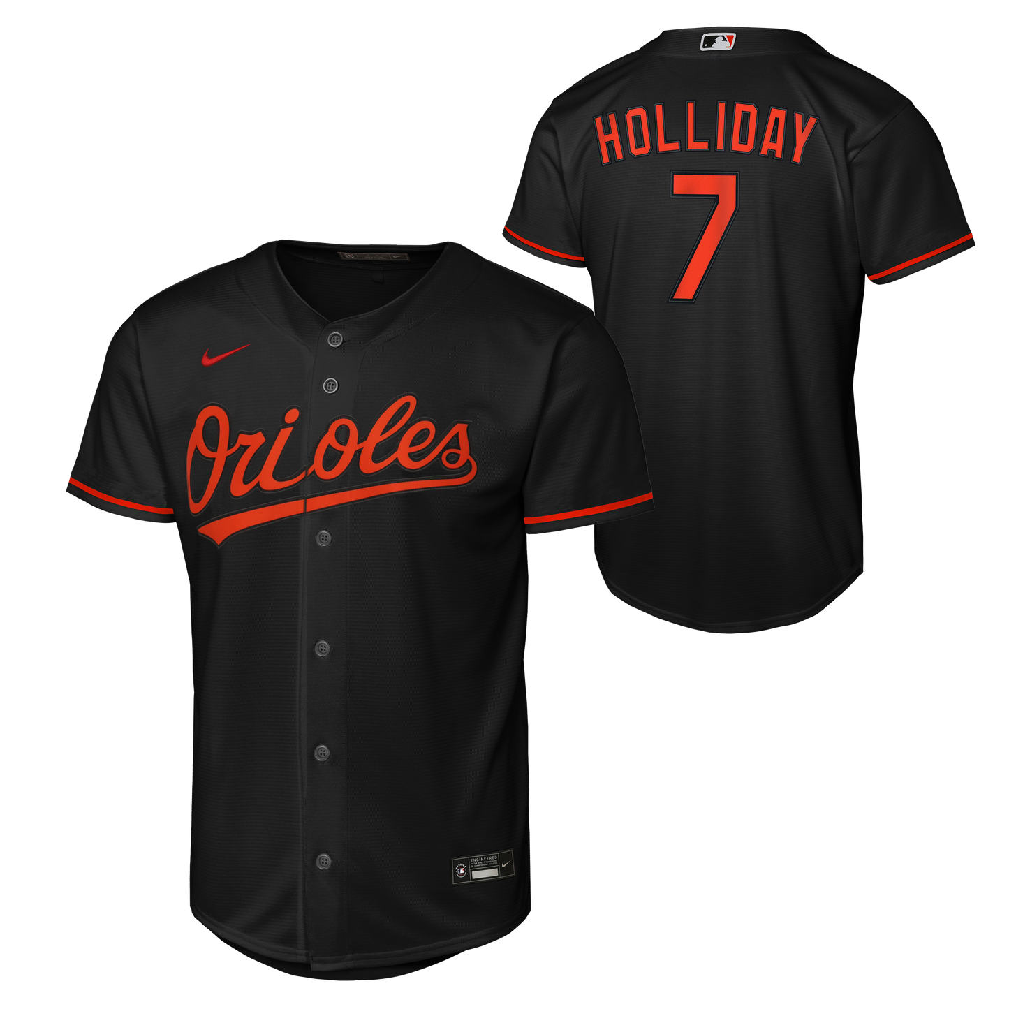 Baltimore Orioles Nike # 7 Jackson Holliday Youth Alternate Black Jersey