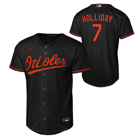 Baltimore Orioles Nike # 7 Jackson Holliday Youth Alternate Black Jersey