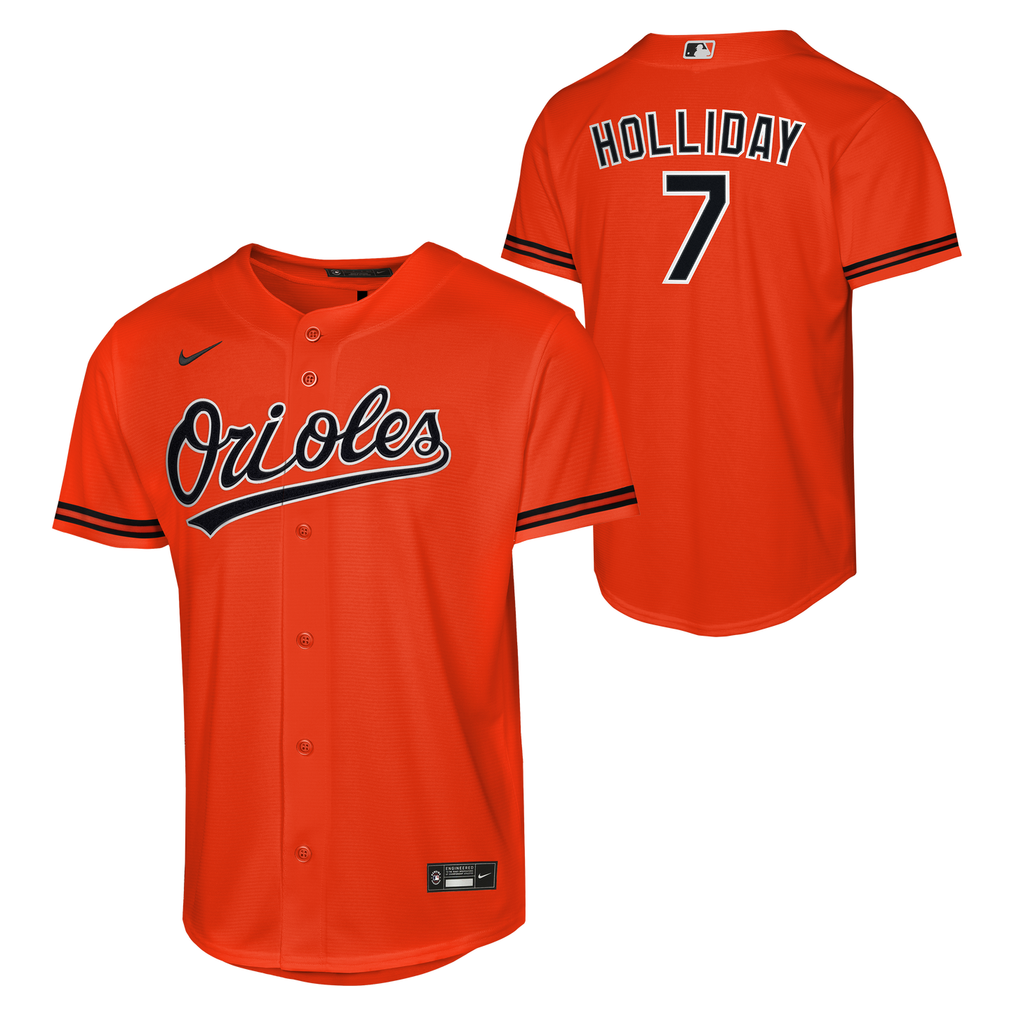 Baltimore Orioles Nike # 7 Jackson Holliday Youth Alternate Orange Jersey
