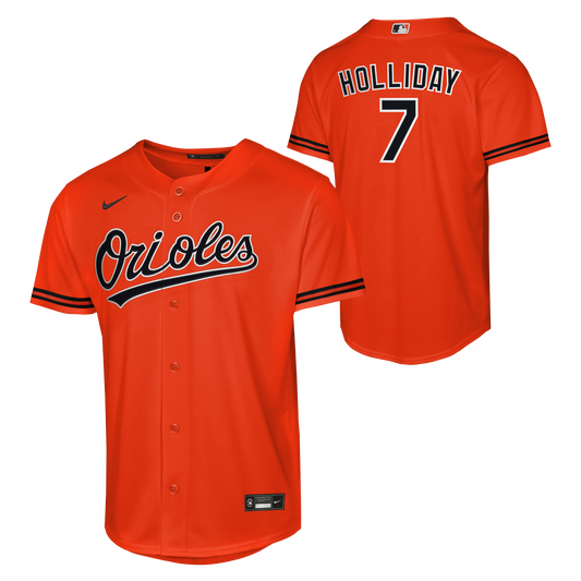 Baltimore Orioles Nike # 7 Jackson Holliday Youth Alternate Orange Jersey