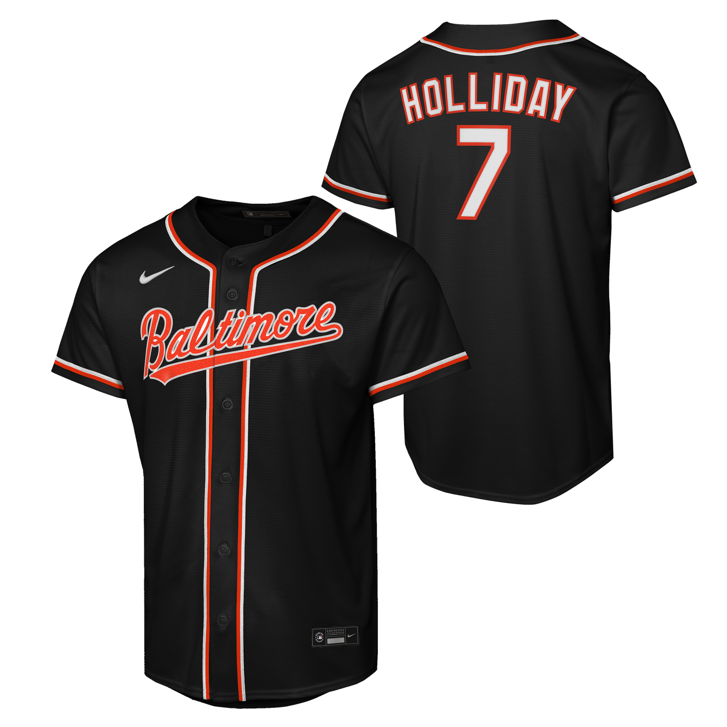 Baltimore Orioles Nike # 7 Jackson Holliday Carbon Black Jersey