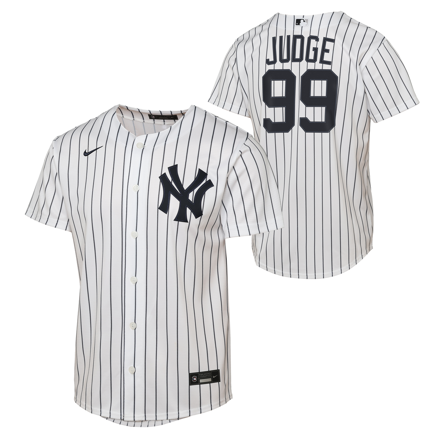 New York Yankees Nike #99 YOUTH Aaron Judge Pinstripe Home White Jersey