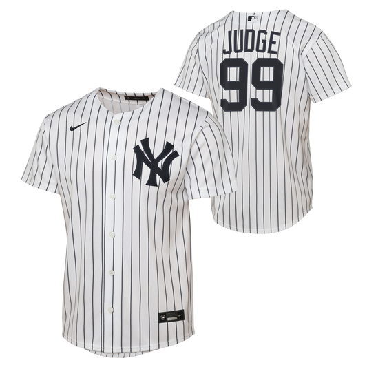 New York Yankees Nike #99 YOUTH Aaron Judge Pinstripe Home White Jersey