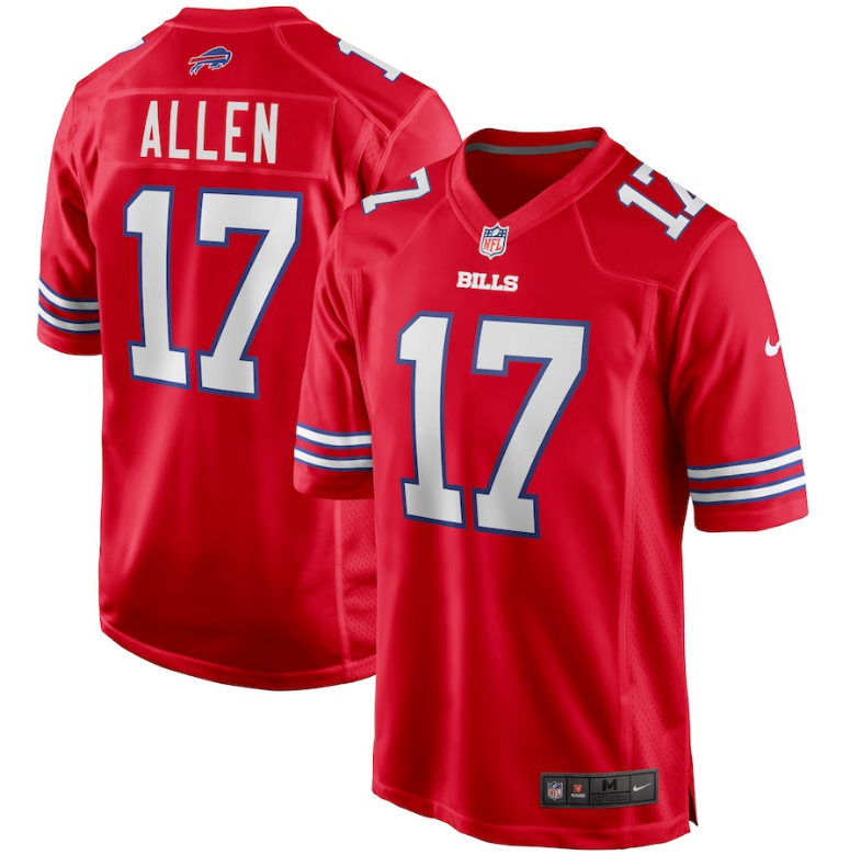 Buffalo Bills Nike #17 Josh Allen Red Mens Game Jersey