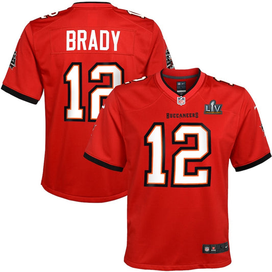 Tampa Bay Buccaneers #12 Tom Brady Super Bowl LV Youth Jersey - Red