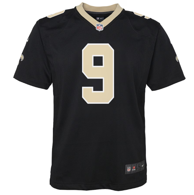New Orleans Saints #9 Drew Brees Youth Jersey - Black