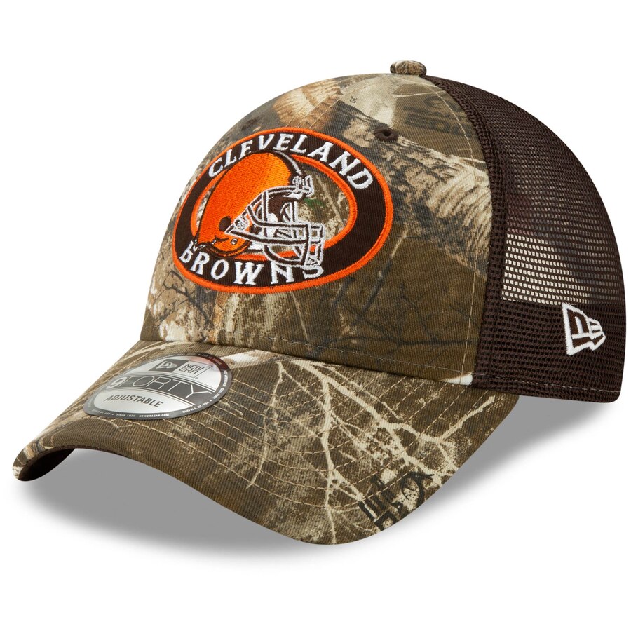 Cleveland Browns New Era Realtree Trucker Mesh 9FORTY Adjustable Hat - Camo